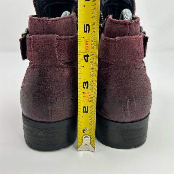 Born Women's Burgundy Red Purple Suede Ankle Boots Size 8M Boho Casual Buckle - Picture 10 of 14